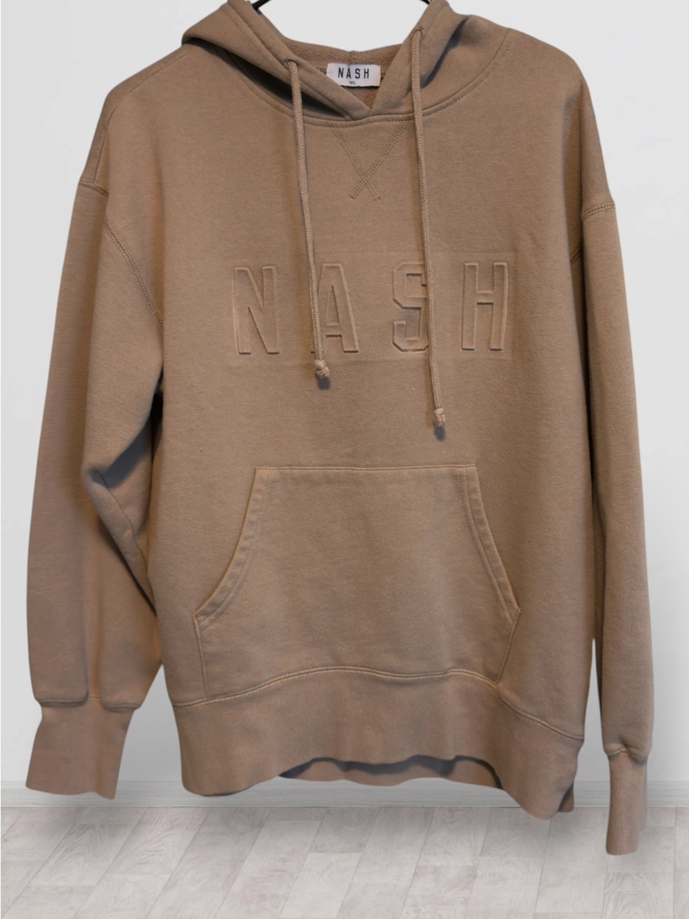 🌺NASH  3D Logo Slit Sides Hoodie in Taupe